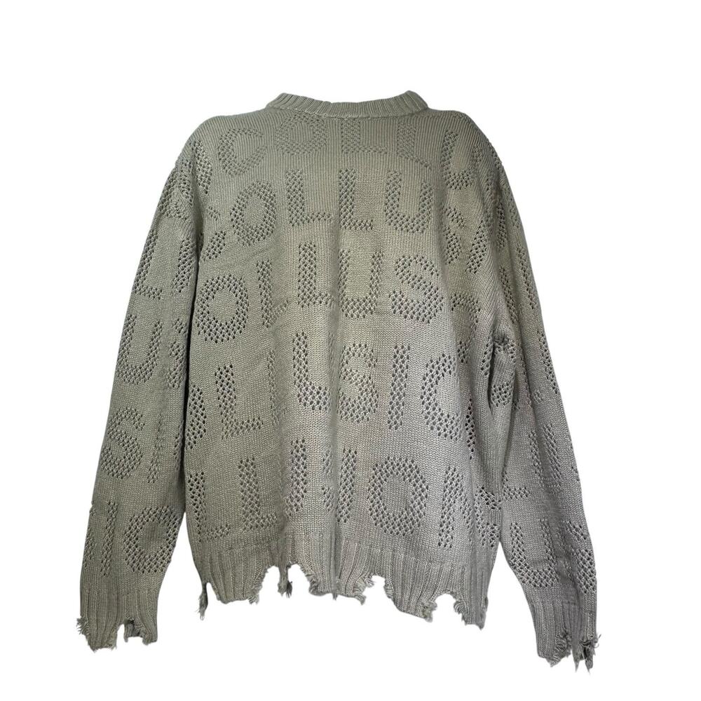 collusion Beige logo Open knit raw hem Pullover sweater 2XL - Picture 2 of 6